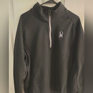 Spyder Men's XXL Black Pullover with Iconic Logo 3 Quarter Zip